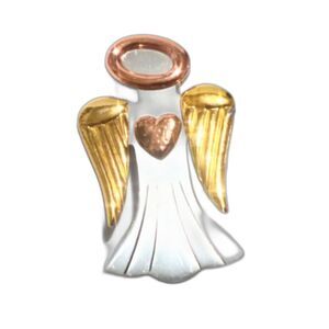 Vintage Avon Angel Brooch Mixed Metal Tri Color Gold Silver Copper Signed Pin